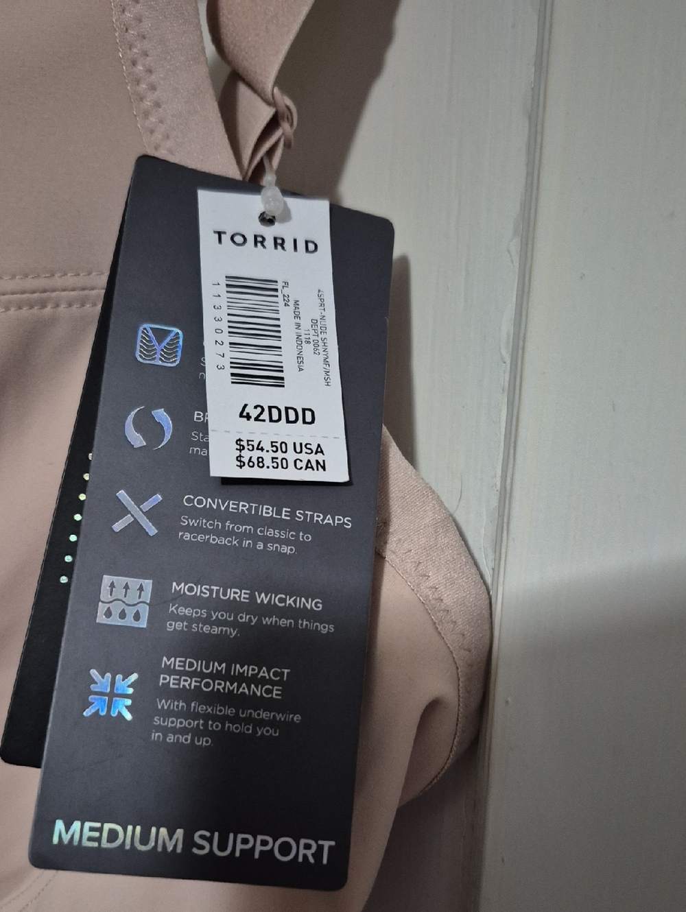 torrid Blush Convertible Strap Bra